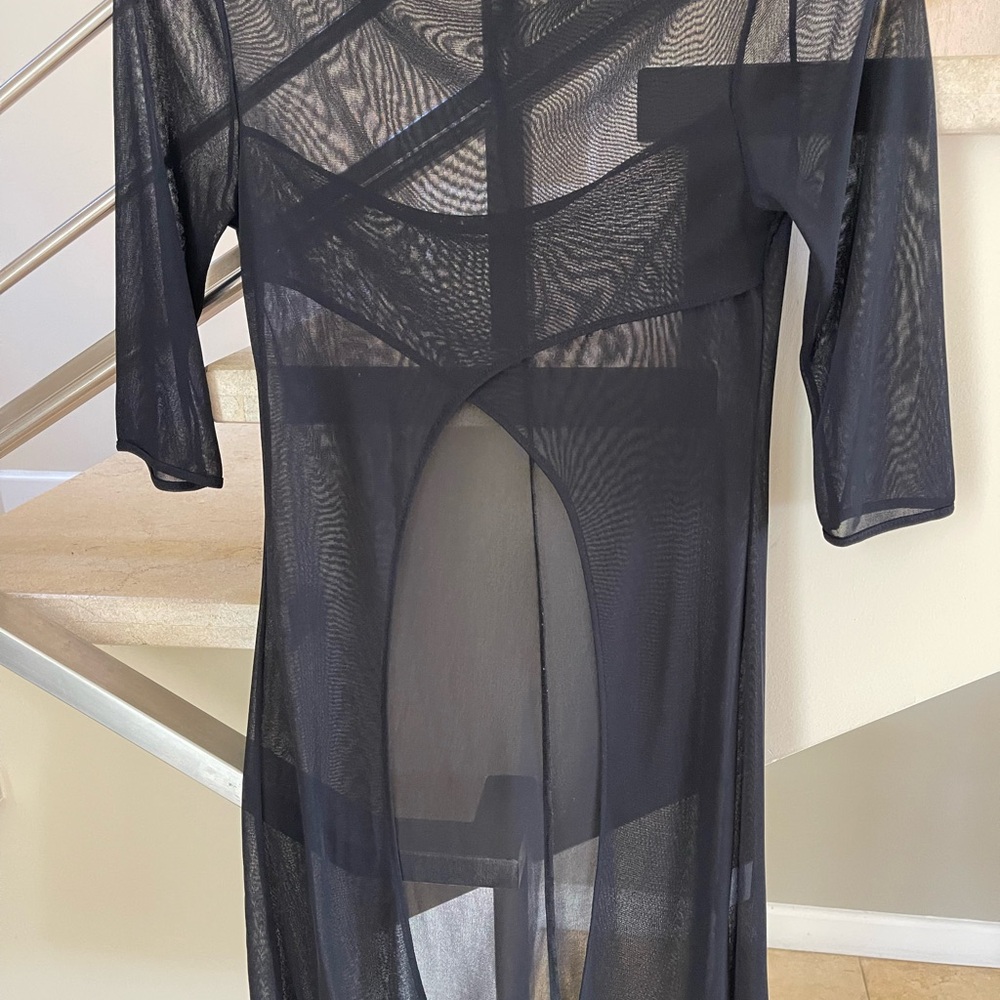 Vintage Elegant Black Sheer Swim Cover-Up/Top - Picture 2 of 12